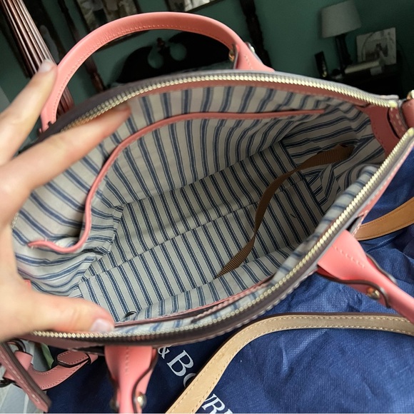 Dooney & Bourke Beacon Woven Pink and Tan Satchel - Picture 10 of 13